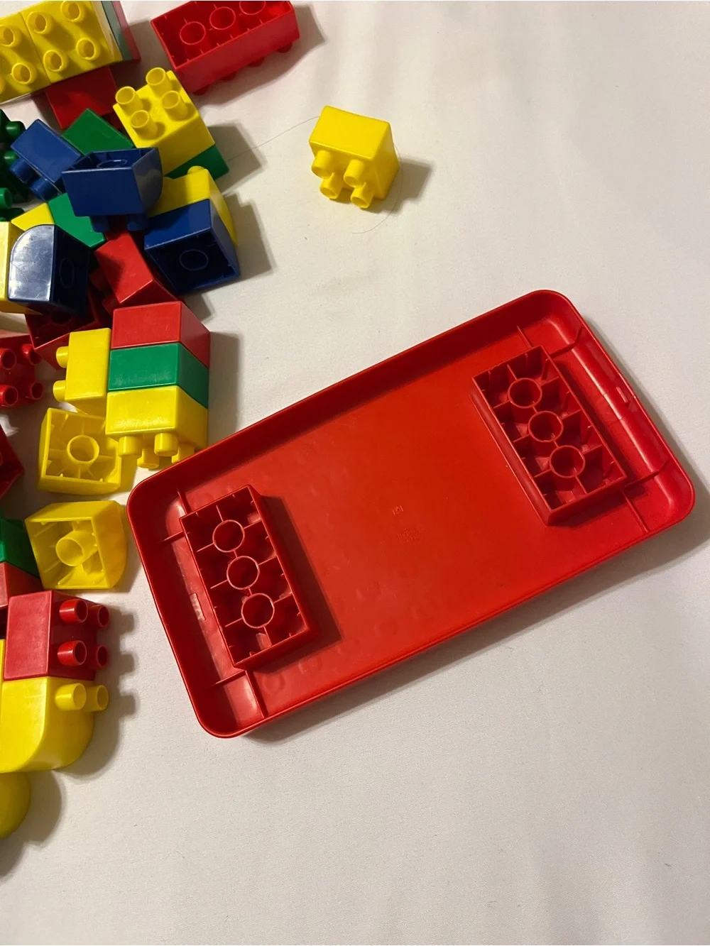 Plastic Building Blocks Set Red Baseplate Multicolor Toy Lot